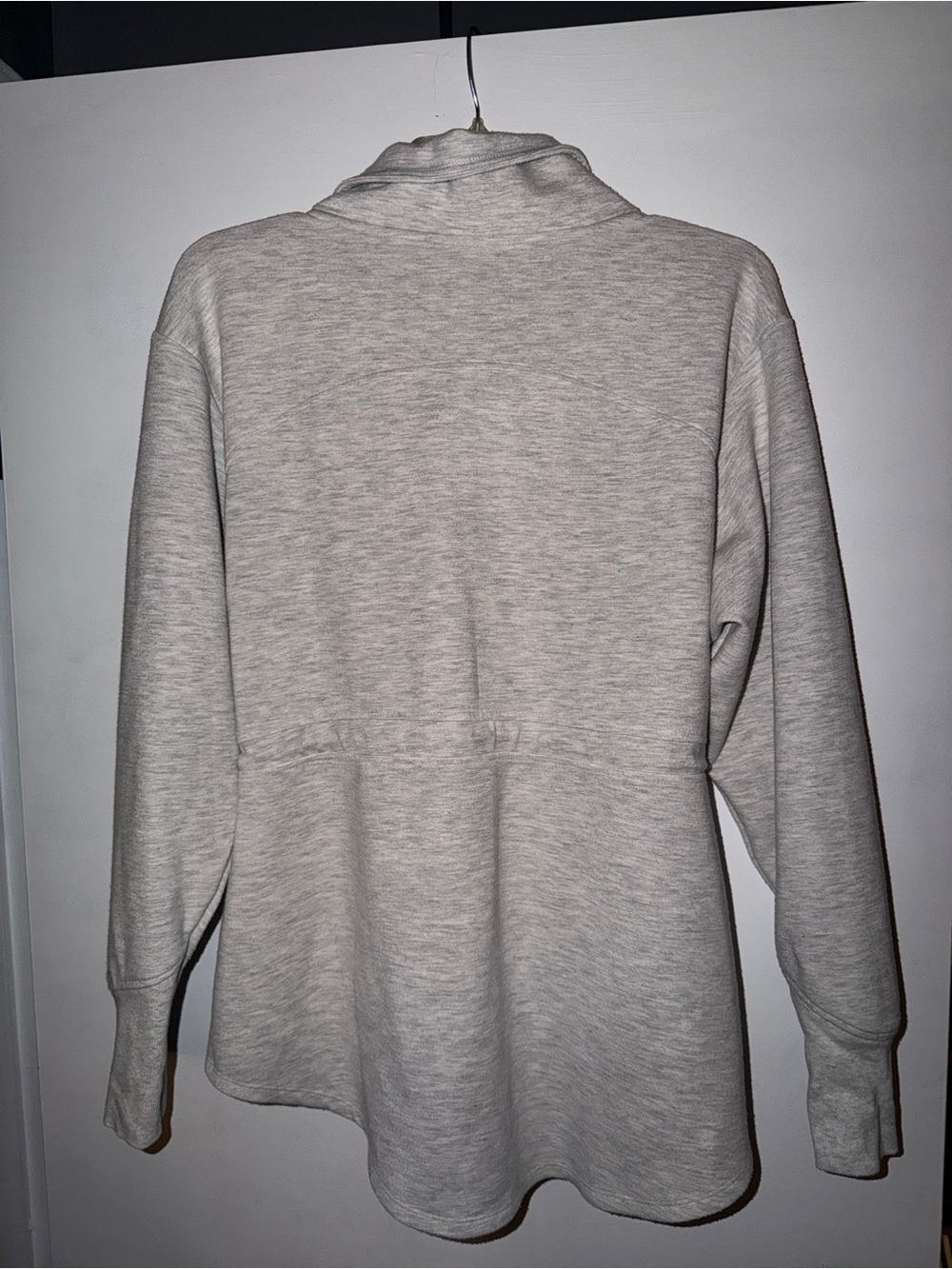 Light Gray Zip Front Drawstring Jacket - Picture 3 of 3